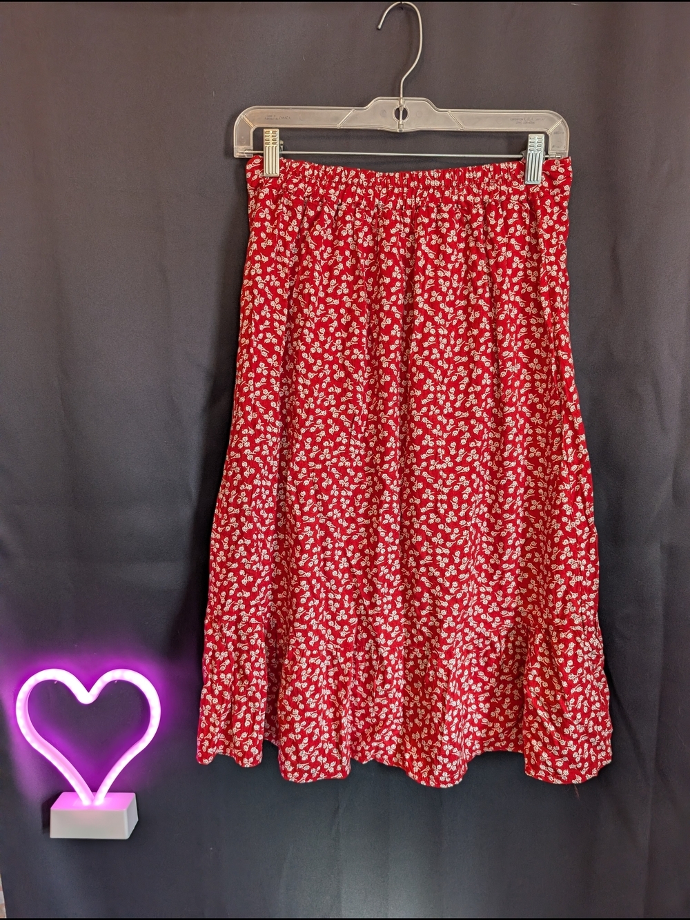 Red Floral Tie-back Women’s Two Piece Flowy Puff Sleeve Crop Top Long Skirt Set - Picture 11 of 13